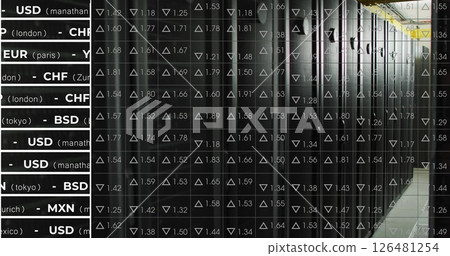 Image of stock market over server room Image of stock market over server room 126481254