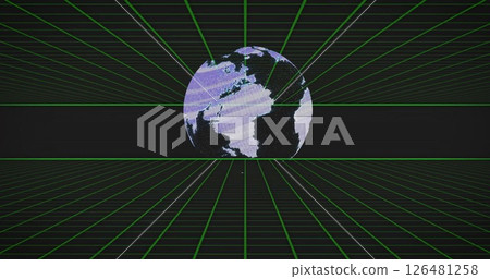 Image of spinning globe over squares Image of spinning globe over squares 126481258