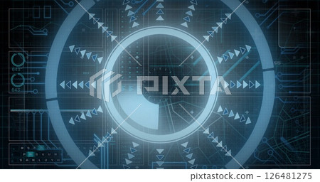 Image of scope scanning over data processing on black background Image of scope scanning over data processing on black background 126481275