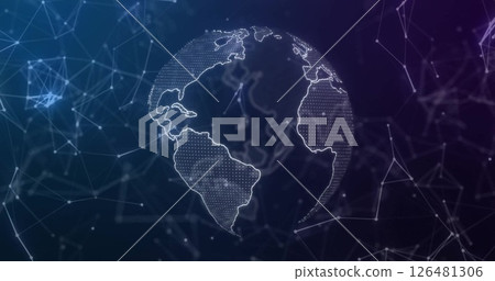 Image of network of connections over globe 126481306