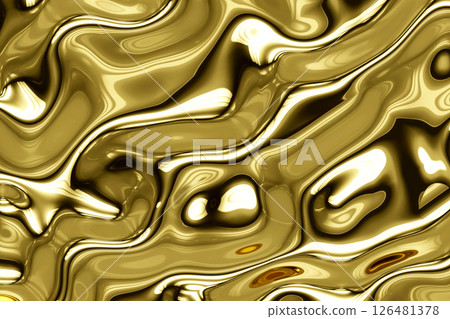 Gold metal texture with waves, liquid gold metallic silk wavy design, abstract background, 3D rendering Gold metal texture with waves, liquid gold metallic silk wavy design, abstract background, 3D rendering 126481378