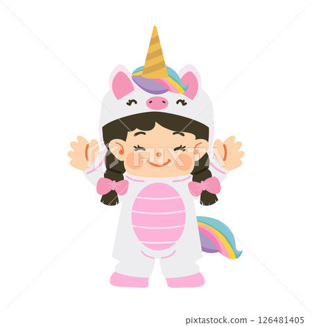 Child Girl Unicorn Costume Cartoon Child Girl Unicorn Costume Cartoon 126481405