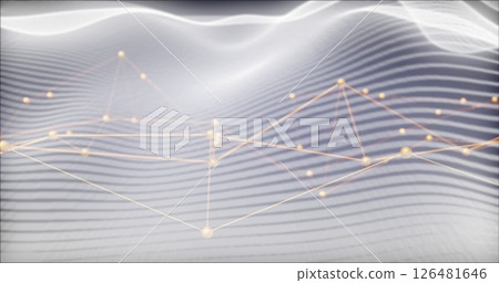 Network of connections and data processing image over wavy lines background Network of connections and data processing image over wavy lines background 126481646
