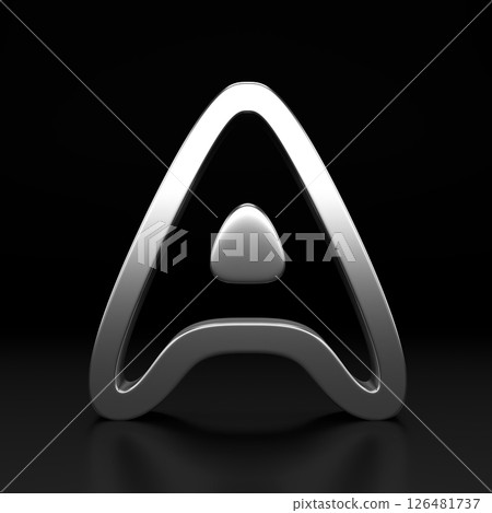Metallic alphabet of letter A. Typography silver font. Volumetric alphabet design. Night show alphabet. 3d Rendering isolated on black background. 126481737