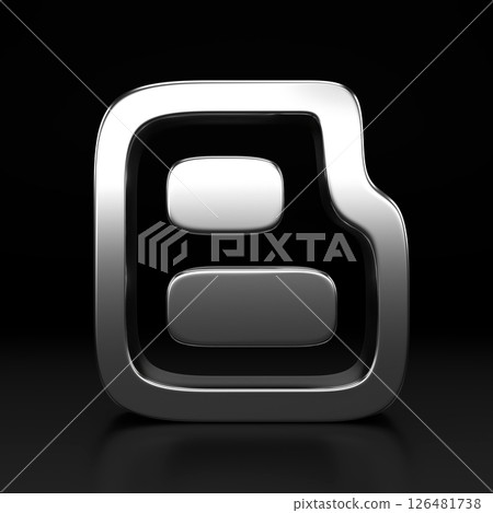 Metallic alphabet of letter B. Typography silver font. Volumetric alphabet design. Night show alphabet. 3d Rendering isolated on black background. 126481738