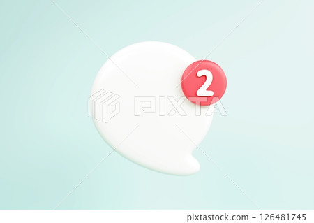 3d white speech bubble, social media chat message icon. Empty text bubbles, comment, dialogue balloon. 3D rendering 126481745