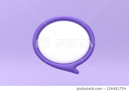 3D white speech with purple frame, bubble, inflatable and balloon text. objects isolated on light purple background 3D white speech with purple frame, bubble, inflatable and balloon text. objects isolated on light purple background 126481754