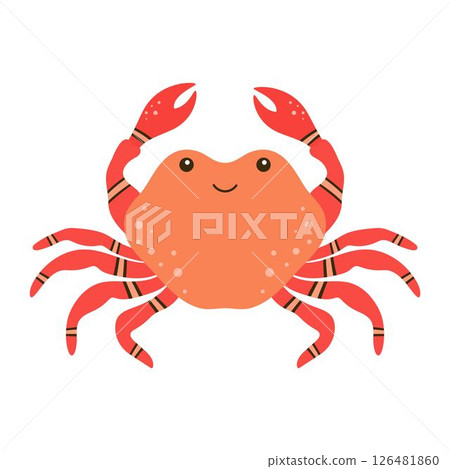 flat illustration with cute crab 126481860