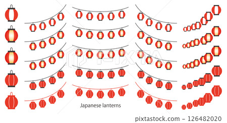 Festival lantern illustration material set Vector Japan Vector White background 126482020