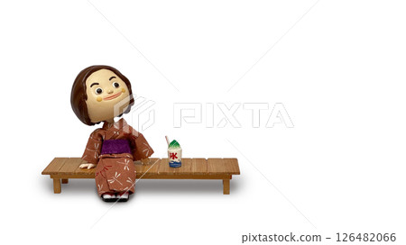 A girl doll in a yukata looking up at the sky 126482066