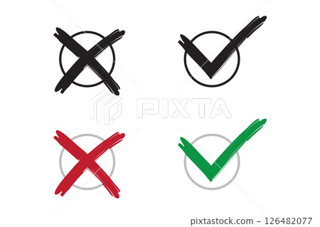 check mark and cross icon set isolated vector illustration check mark and cross icon set isolated vector illustration 126482077