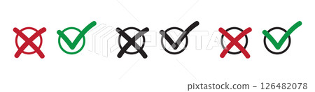 check mark and cross icon set isolated vector illustration check mark and cross icon set isolated vector illustration 126482078