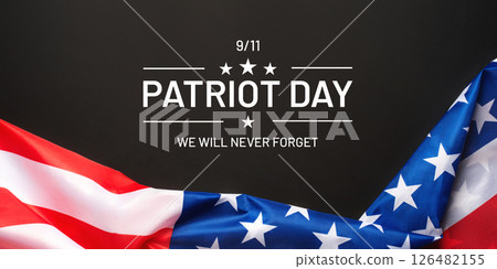 Blue background with American flag. 126482155