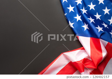 Black background with American flag. 126482157