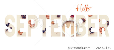 Autumn concept banner with creative text cutout effect 126482159