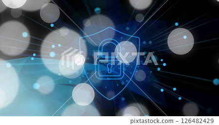 Image of white spots over shield and padlock 126482429