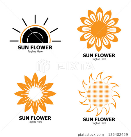 sunflower vector logo design concept template 126482439