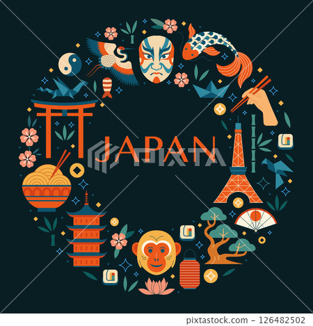 Travel to Japan Design Elements in Heart Shape Travel to Japan Design Elements in Heart Shape 126482502