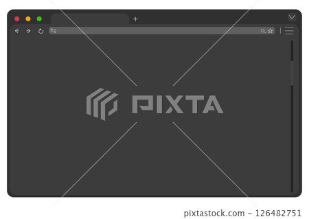 Web browser mockup window in dark mode modern flat simple line. web interface blank. Frame screen webpage ui template, interface bar. 126482751