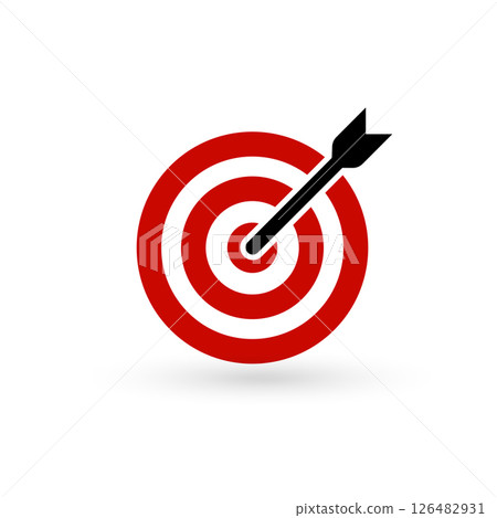 Target With Arrow Hitting Center for Business, Marketing, Goal Achievement, and Strategy Concepts. Perfect for Presentations and Infographics. Vector Illustration. Target With Arrow Hitting Center for Business, Marketing, Goal Achievement, and Strategy Concepts. Perfect for Presentations and Infographics. Vector Illustration. 126482931