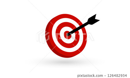 Business Target with Arrow Hitting Center for Marketing, Strategy, and Goal Achievement Concepts. Ideal for Presentations and Infographics. Vector Illustration. 126482934