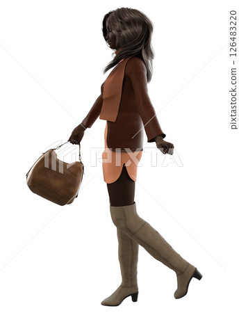 3D Dark skinned woman in peach dress 3D Dark skinned woman in peach dress 126483220