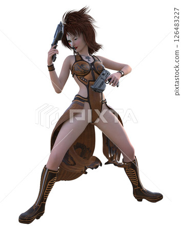 3D Female warrior with weapon 126483227