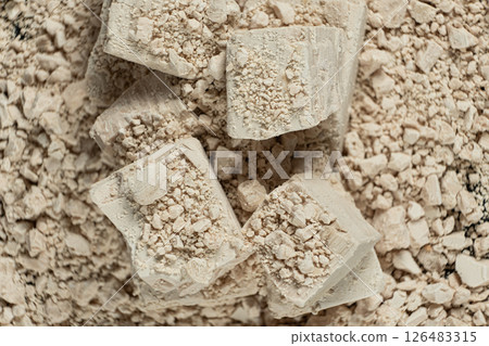 Macro texture of compressed fresh yeast cubes Macro texture of compressed fresh yeast cubes 126483315