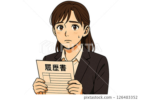 女人拿著履歷_透明 126483352