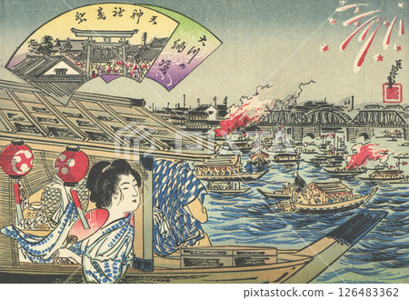 天神祭:明治時期大阪的著名景點 天神祭:明治時期大阪的著名景點 126483362