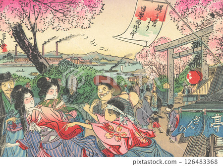 Sakuranomiya, a famous Osaka spot during the Meiji period 126483368