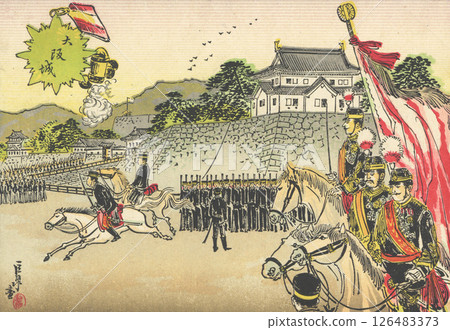 Osaka Castle: A famous spot in Osaka during the Meiji period 126483373