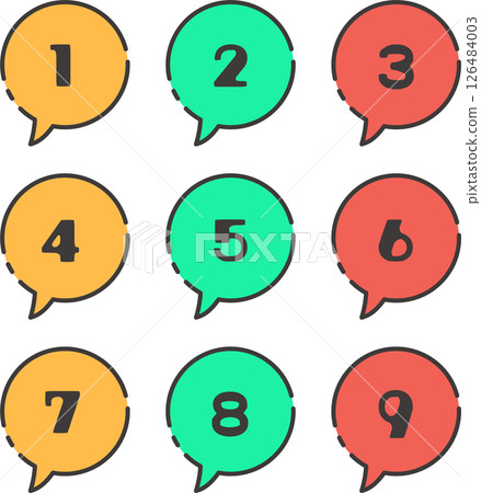 簡單的斷線數字圖示集，流行顏色 126484003