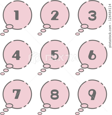 Monologue speech bubble number icon set with broken lines 126484114