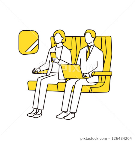 Business people sitting in train or airplane seats 126484204