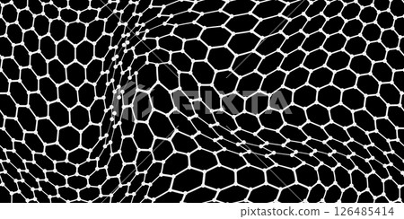 Three-dimensional wavy layer of graphene carbon molecule as a hexagon seamless bg 126485414