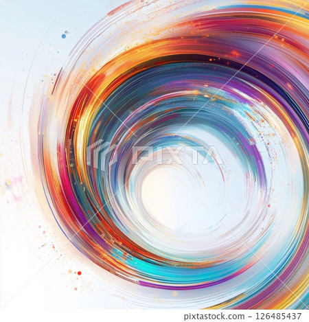 一幅充滿活力的抽象藝術作品,帶有旋轉的彩色筆觸和中央的空白 一幅充滿活力的抽象藝術作品,帶有旋轉的彩色筆觸和中央的空白 126485437