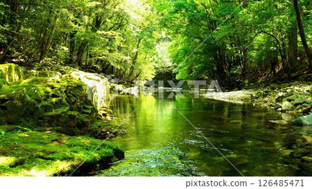 河面碧綠而充滿活力 126485471