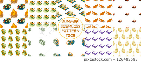 Colorful Summer Seamless Pattern Collection Colorful Summer Seamless Pattern Collection 126485585