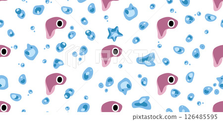 Pink Fish and Bubbles Pattern 126485595
