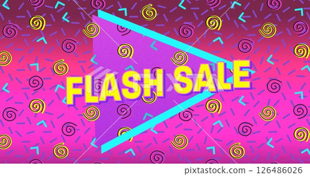 Colorful geometric design with Flash Sale text, vibrant retro style Colorful geometric design with Flash Sale text, vibrant retro style 126486026