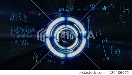 Illustrating global virus concept, digital equations and futuristic interface in technology 126486075