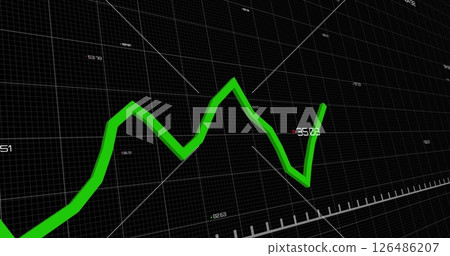 Green line graph showing financial market trends on digital screen Green line graph showing financial market trends on digital screen 126486207