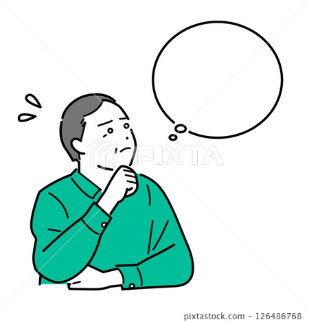 A vector illustration of a senior man thinking about his future, such as retirement and inheritance 126486768
