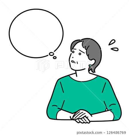A vector illustration of a senior woman thinking about her future, such as retirement and inheritance 126486769