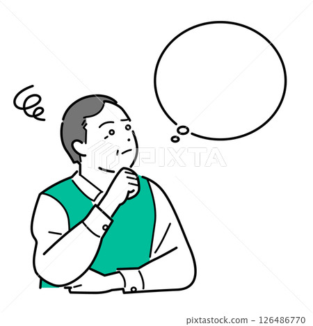 A vector illustration of a senior man thinking about his future, such as retirement and inheritance A vector illustration of a senior man thinking about his future, such as retirement and inheritance 126486770