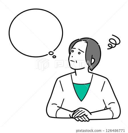 A vector illustration of a senior woman thinking about her future, such as retirement and inheritance 126486771