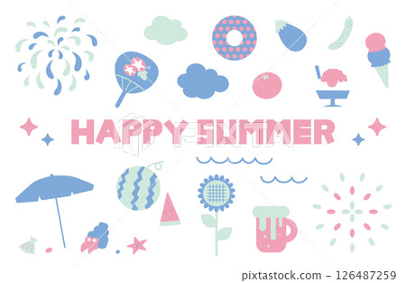 夏季插畫素材集 夏季插畫素材集 126487259
