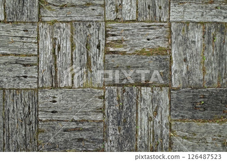 Old checkered wooden floor Old checkered wooden floor 126487523
