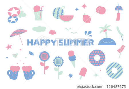 Summer illustration material set Summer illustration material set 126487675